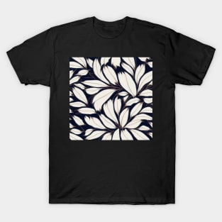 Vintage Floral Cottagecore  Romantic Flower Peony Design Black and White T-Shirt
